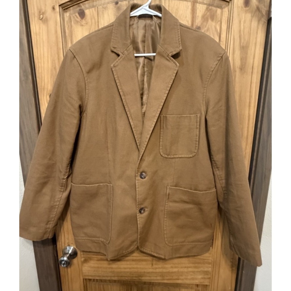 Duluth Trading Brown Canvas Workwear Blazer Jacket L Utility Chore Coat - Picture 2 of 5